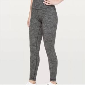 LULULEMON Women's 6 Wunder Under Gray Herringbone Soft Knit 7/8 Legging Black